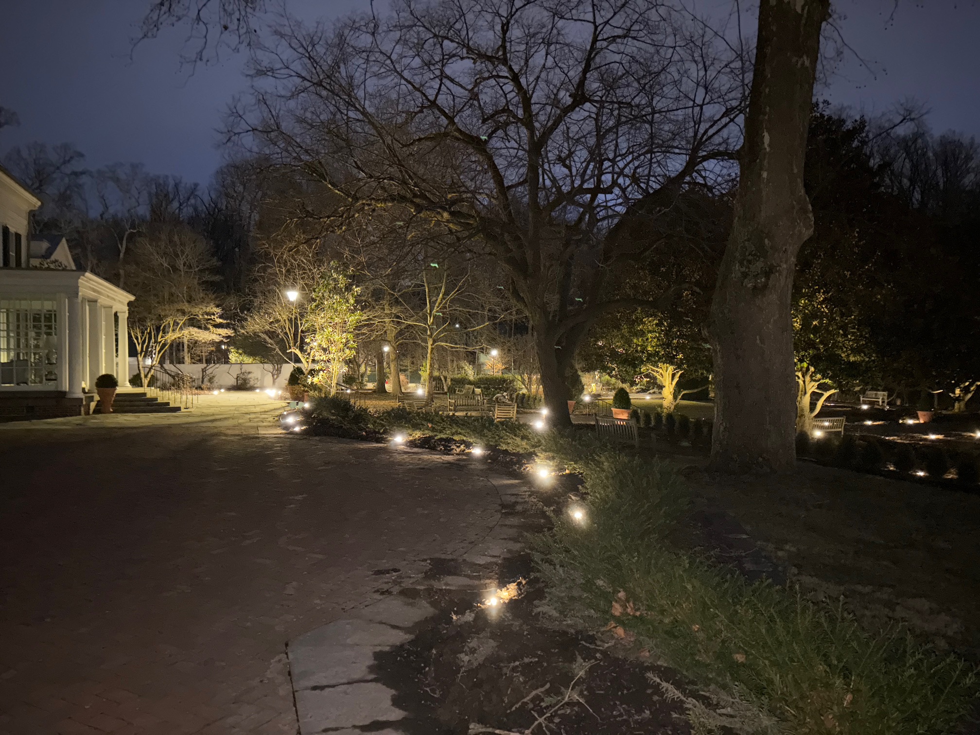 Outdoor landscape lighting - side garden